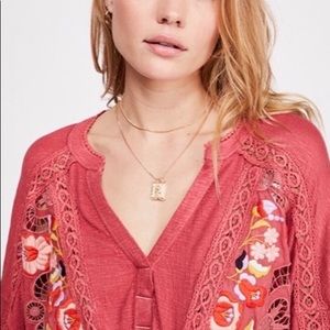 Free People Serafina Boho Embroidered Blouse